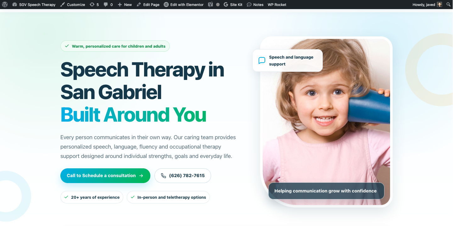 San Gabriel Valley Speech Therapy website redesign